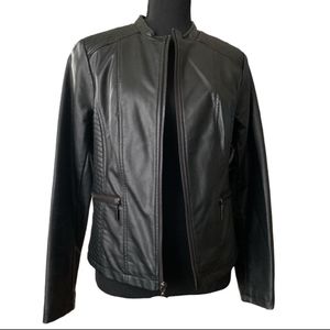 Alfani Faux Leather Moto Jacket, Size S